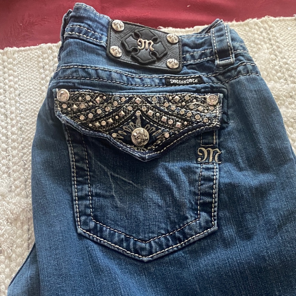 Miss Me Dark Blue Embellished Skinny Jeans
